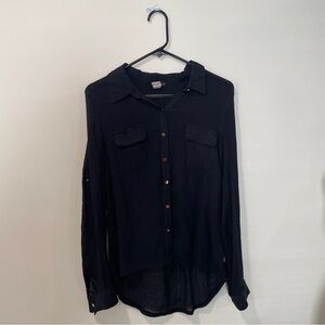 Y2K 2000’s Gauze Long Sleeve Button Down Shirt, Cocomo, Size S